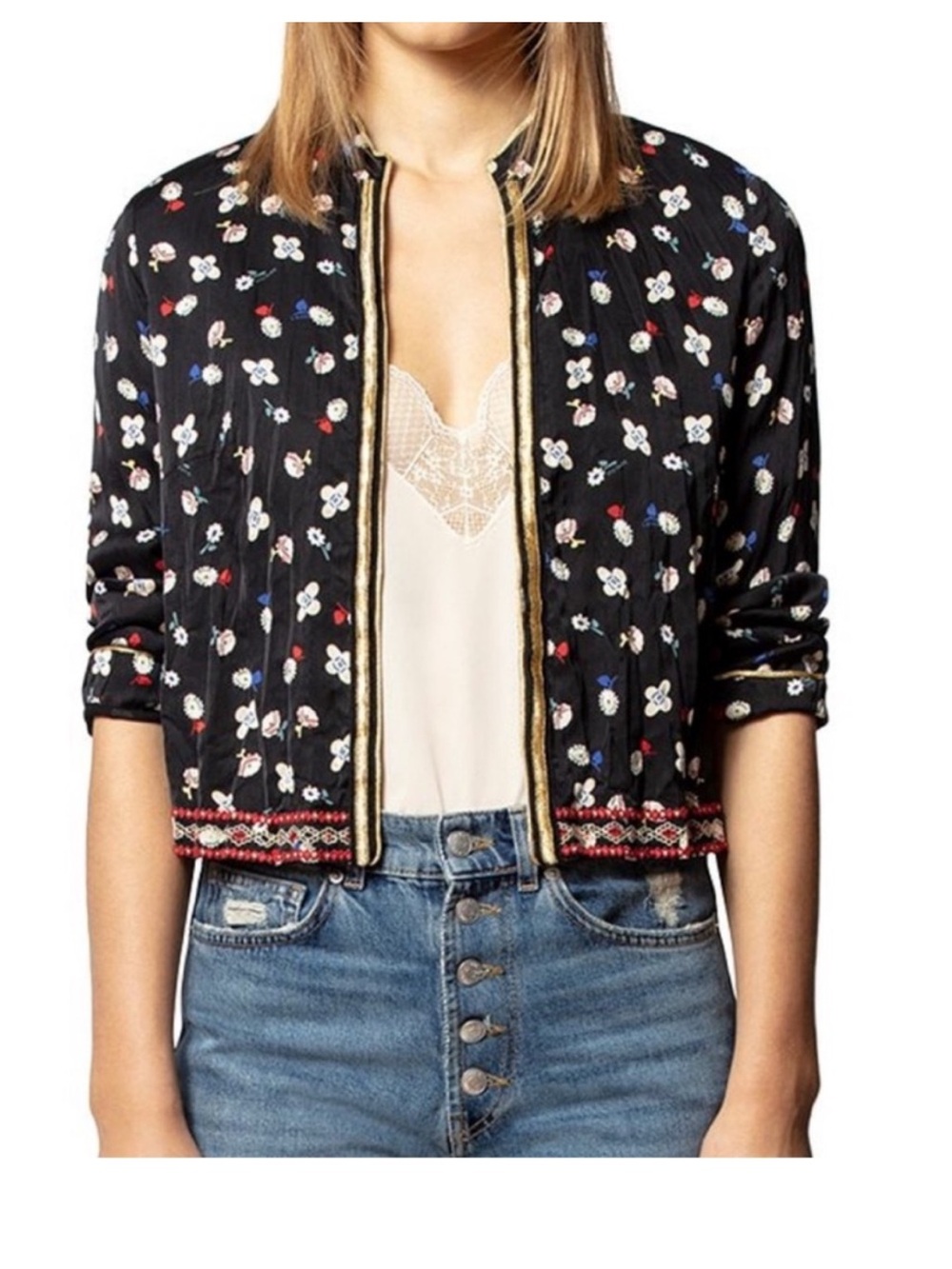 Zadig & Voltaire Floral Embroidered Bomber Jacket